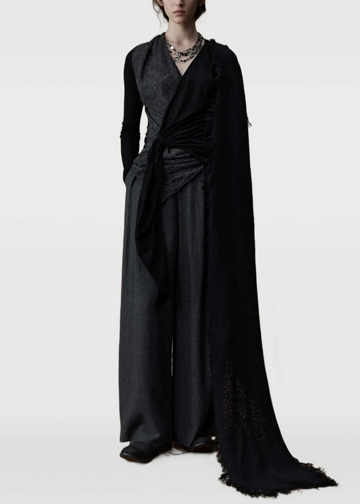 ELYWOOD Knit Tie Base Top - Charcoal - Image 2 of 3