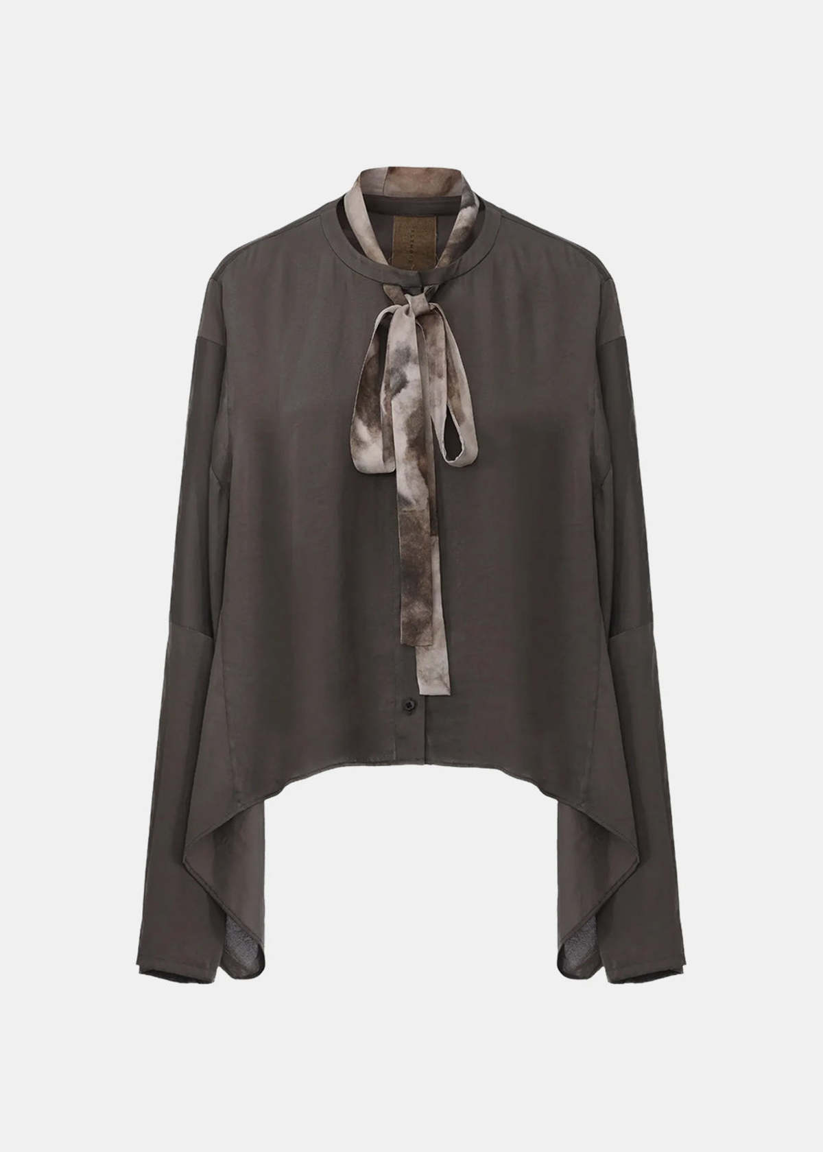 ELYWOOD Detachable Ribbon Crewneck Top - Gray - Image 1 of 3