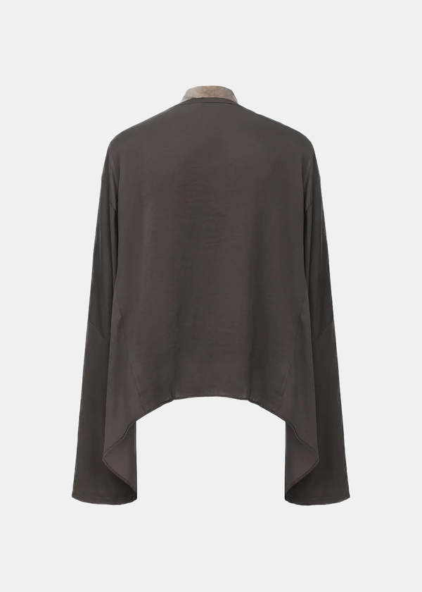 ELYWOOD Detachable Ribbon Crewneck Top - Gray