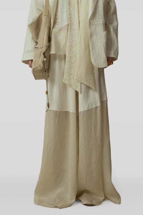 ELYWOOD Paneled Wide Leg Pants - White