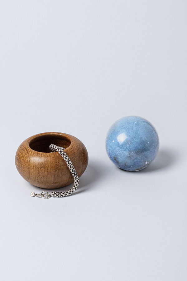 Dar Proyectos Angelite Sphere & Wood Jewel Box Catchall
