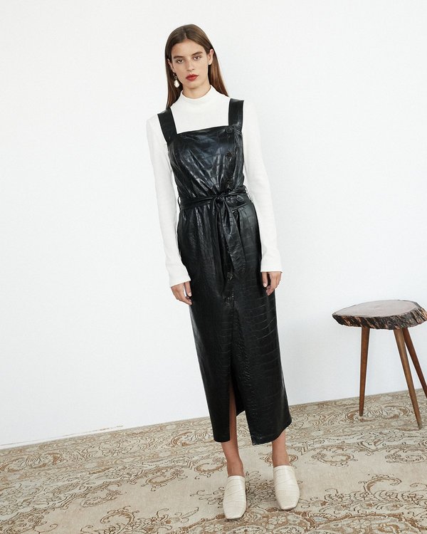 Nanushka ZORA Wrap dress - Black croc pattern | Garmentory