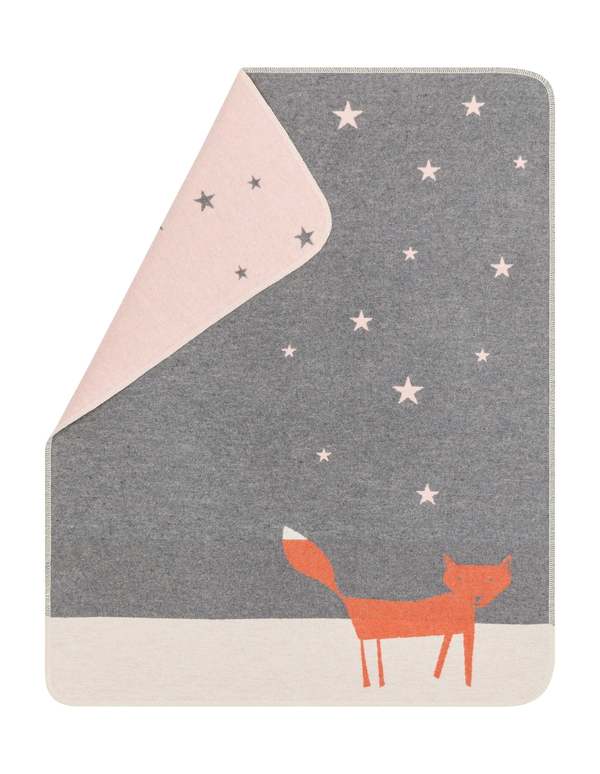 KIDS David Fussenegger Juwel Baby Blanket "Fox Under Starry Skies" - Gray