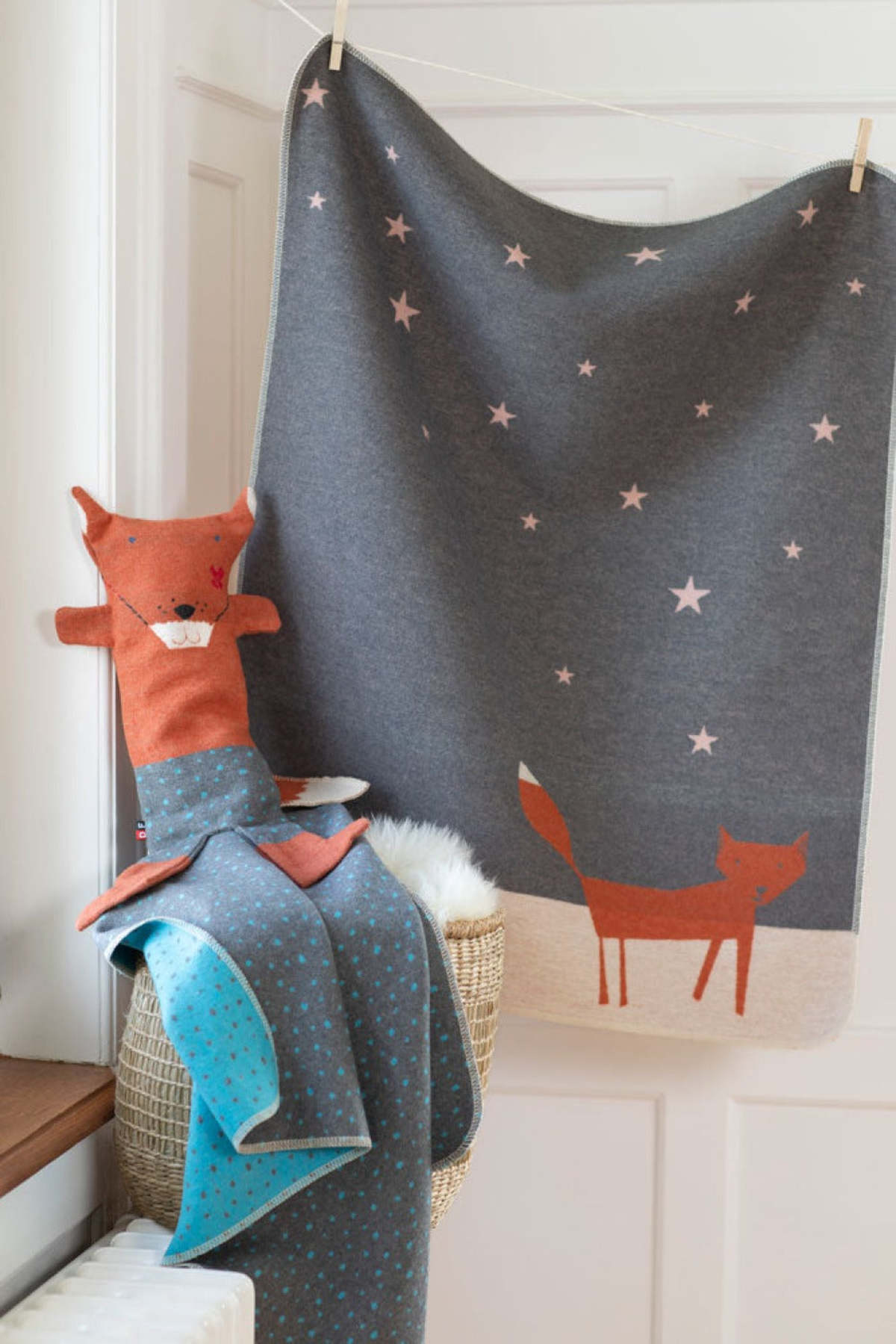 KIDS David Fussenegger Juwel Baby Blanket "Fox Under Starry Skies" - Gray - Image 4 of 4
