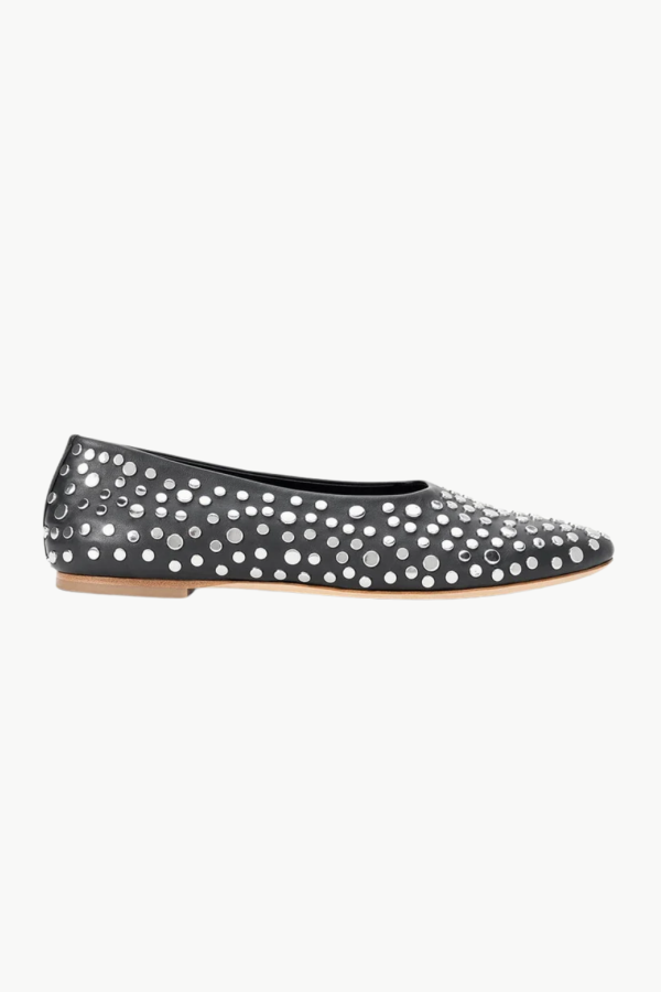 Staud Alba Ballet Flat in Rivets - Black