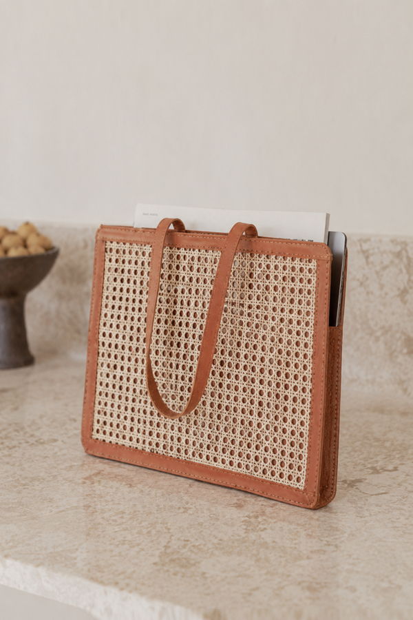 Village Thrive Raja Leather and Cane Laptop Bag