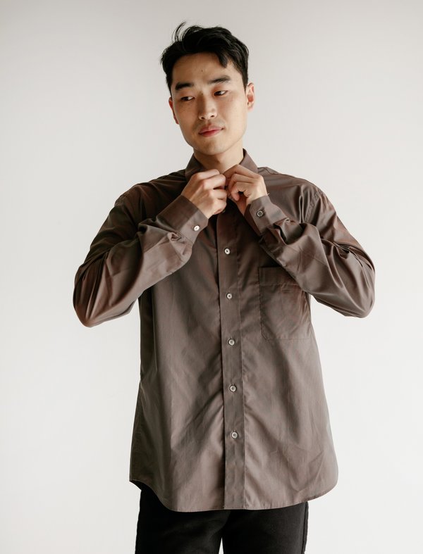 Lemaire Straight Collar Shirt - Coffee | Garmentory