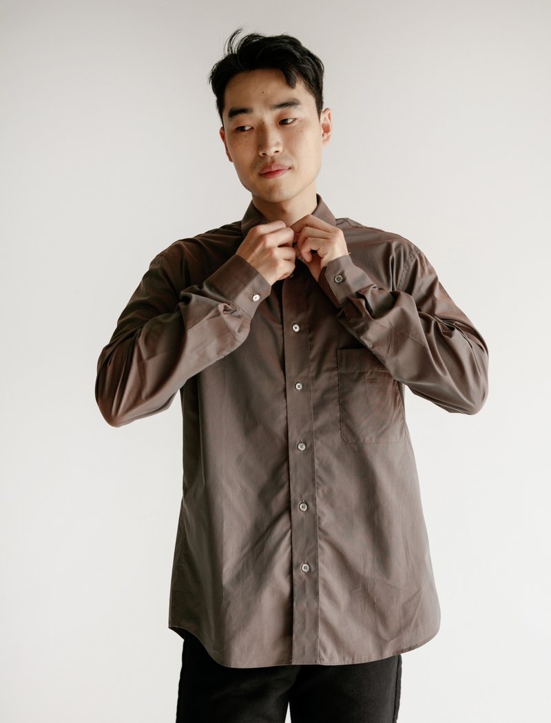 Lemaire Straight Collar Shirt - Coffee | Garmentory