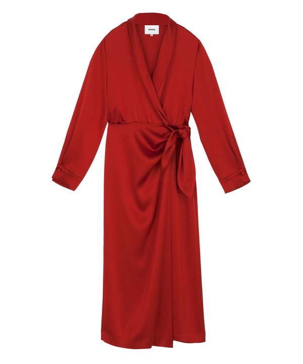 ezra burgundy wrap dress Njikam Wrap Dress Burgundy L