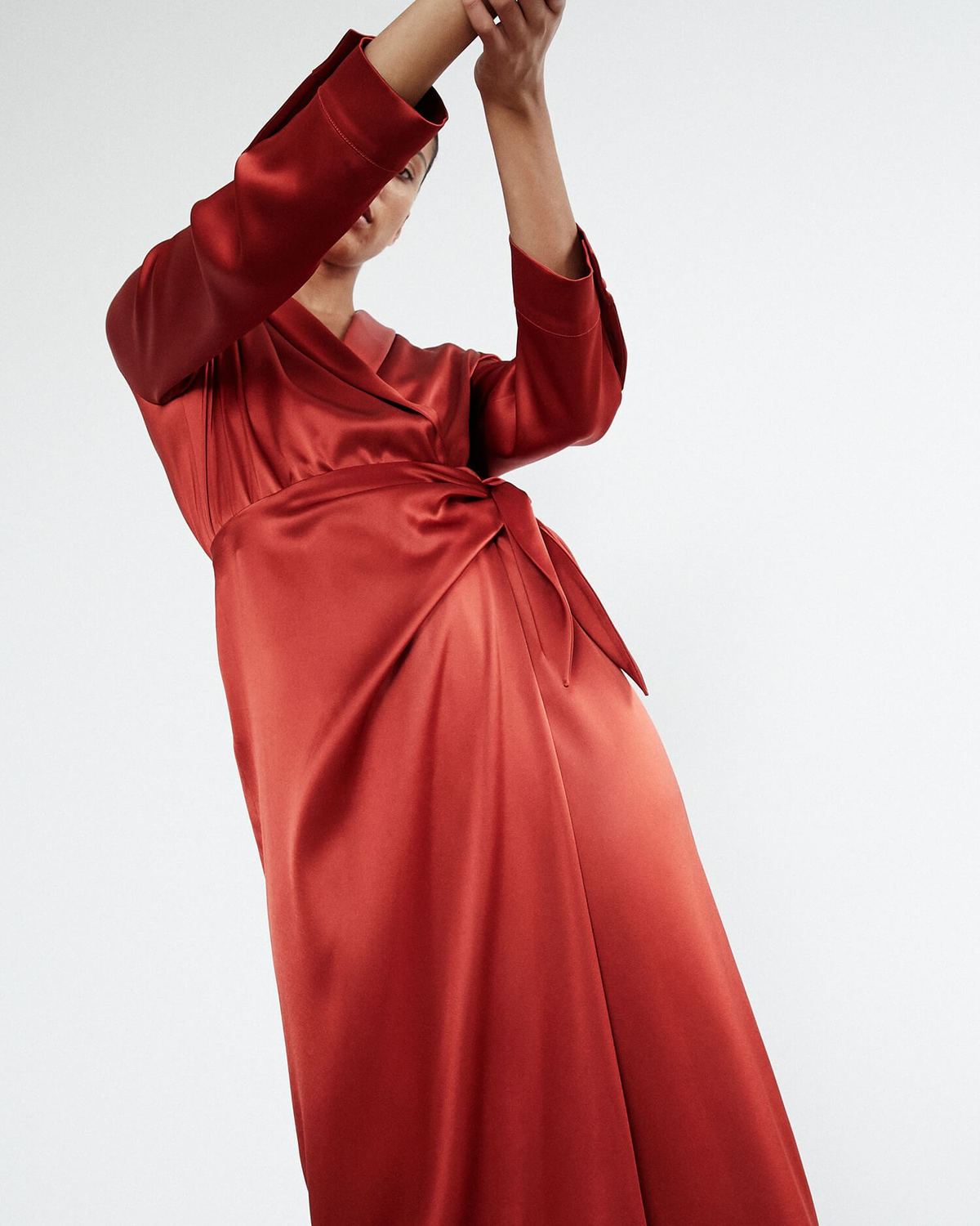 Nanushka EZRA Satin wrap dress - Red | Garmentory