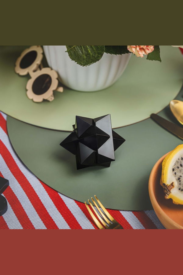 Handcrafted Burr Star | 3D Gemstone Puzzle | Black Onyx