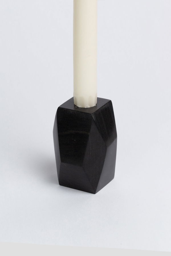 Handcrafted Gemstone Faceted Candelabra - Black Onyx