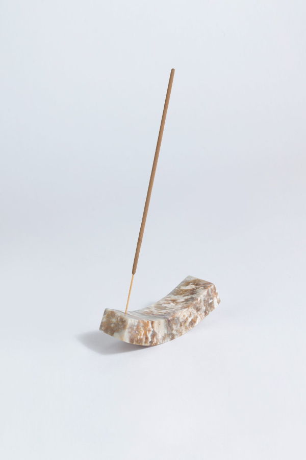 Smile Gemstone Incense Holder - Creamy Soapstone