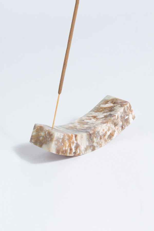 Smile Gemstone Incense Holder - Creamy Soapstone
