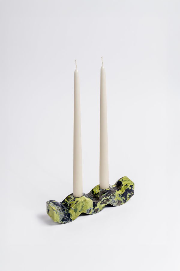 Wavy gemstone candelabra - Serpentine green