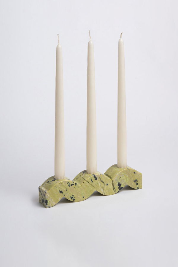 Wavy gemstone candelabra - Serpentine green