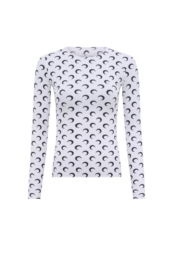 MARINE SERRE Second Skin Crewneck Top - Optical White