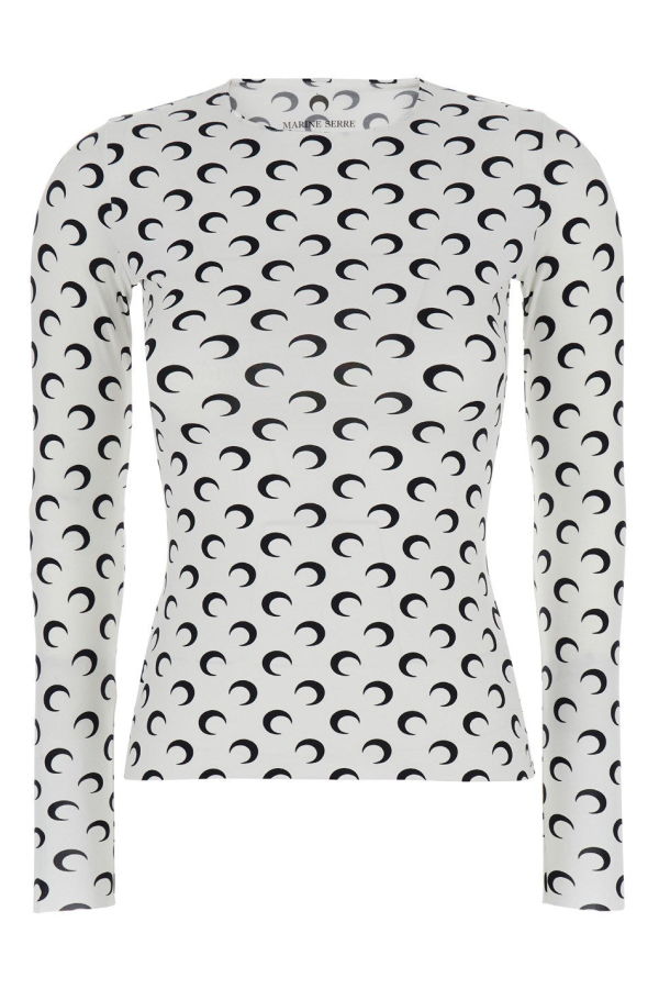 MARINE SERRE Second Skin Crewneck Top - Optical White