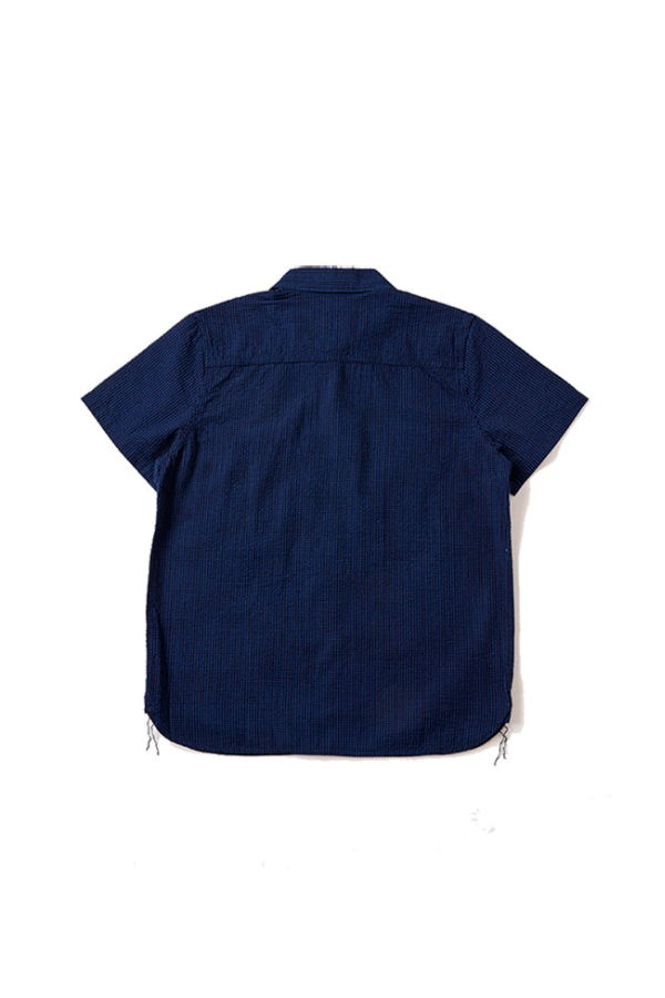 Pure Blue Japan [SS-2244-2] Seersucker Indigo Check Short Sleeve Shirt