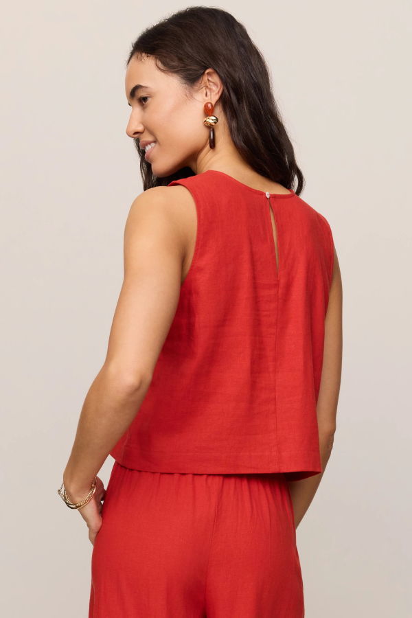 Z Supply Sloane Linen Top - Chocolate Cherry