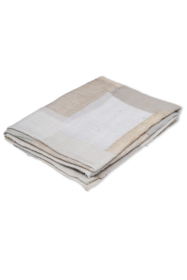Maison Mieko Fray Patch Kantha Throw - Gray Mist