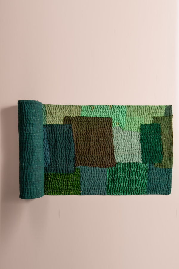 Maison Mieko Landscape Fray Patch Vintage Kantha Table Runner