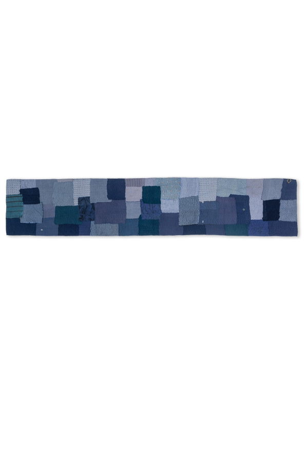 Maison Mieko Landscape Fray Patch Vintage Kantha Table Runner - Navy