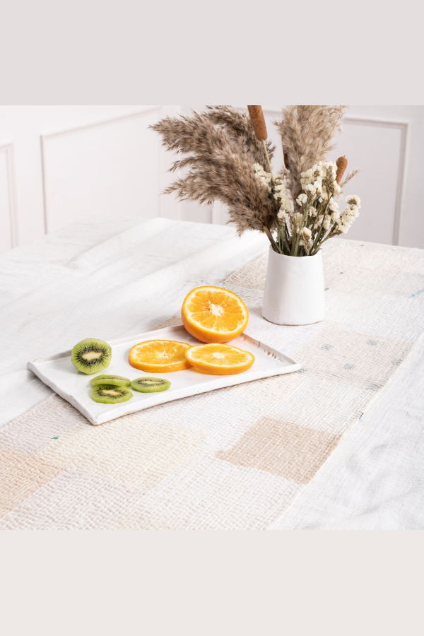 Maison Mieko Mosaic Fray Patch Kantha Table Runner
