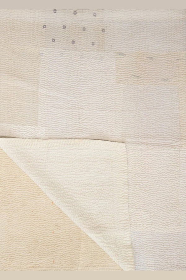 Maison Mieko Mosaic Fray Patch Vintage Kantha Throw - Cauliflower