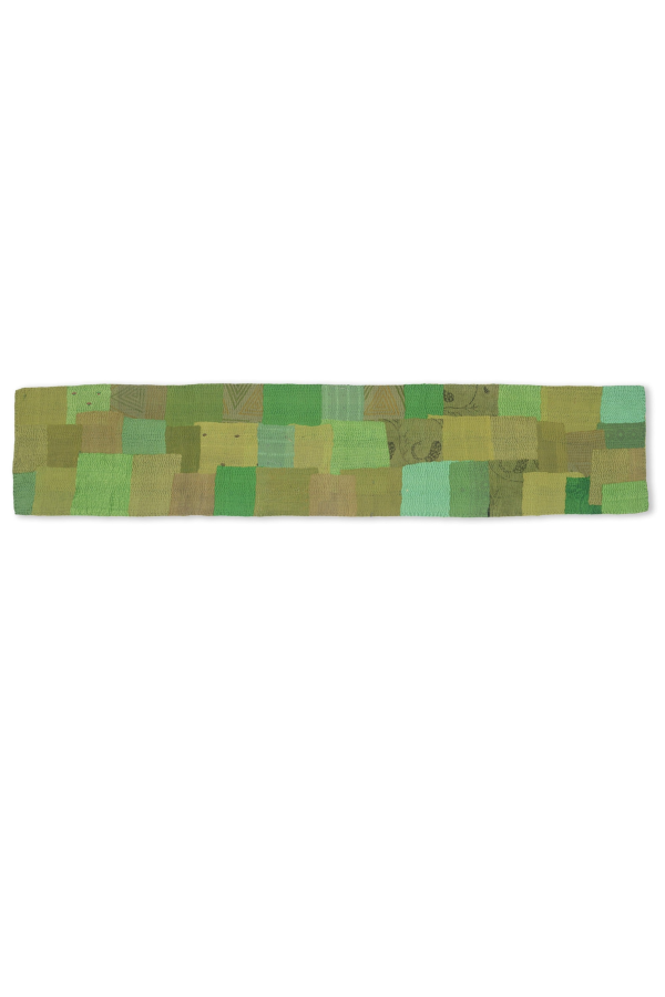 Maison Mieko Mosaic Fray Patch Handmade Table Runner - Lime Green