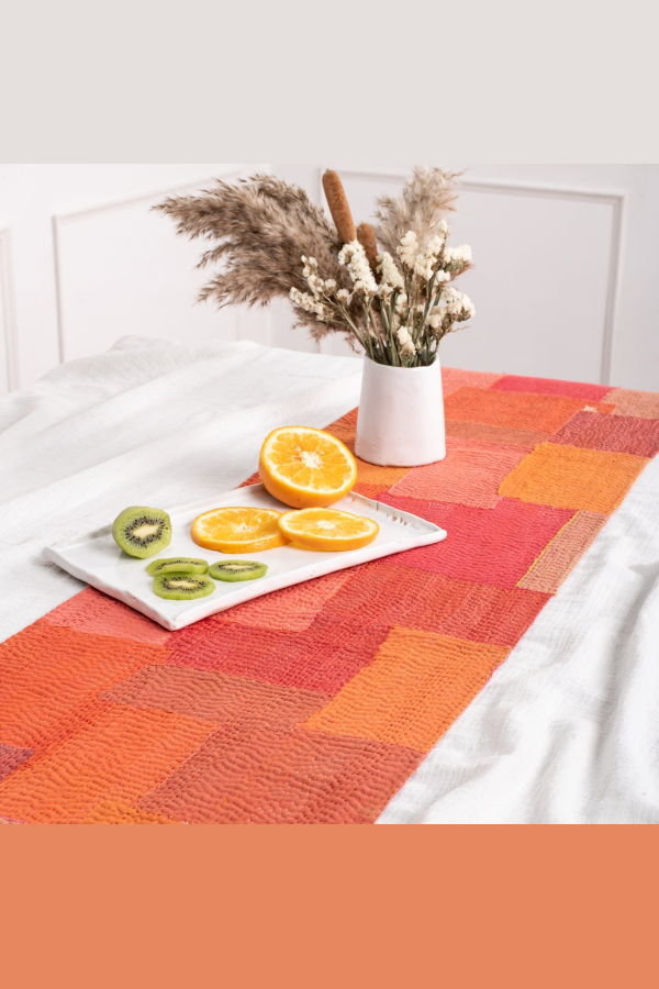 Maison Mieko Mosaic Fray Patch Vintage Kantha Runner