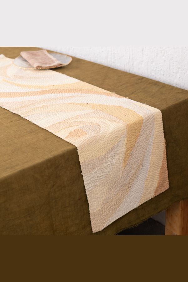 Maison Mieko New Dawn Fray Patch Rose Table Runner