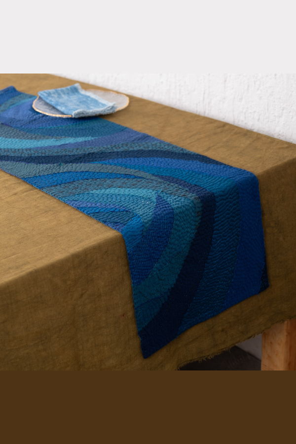 Maison Mieko Night Sky Rose Fray Patch Table Runner