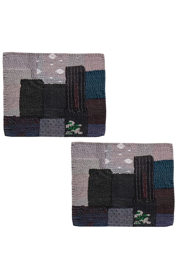 Maison Mieko S/2 Landscape Fray Patch Vintage Kantha Placemat