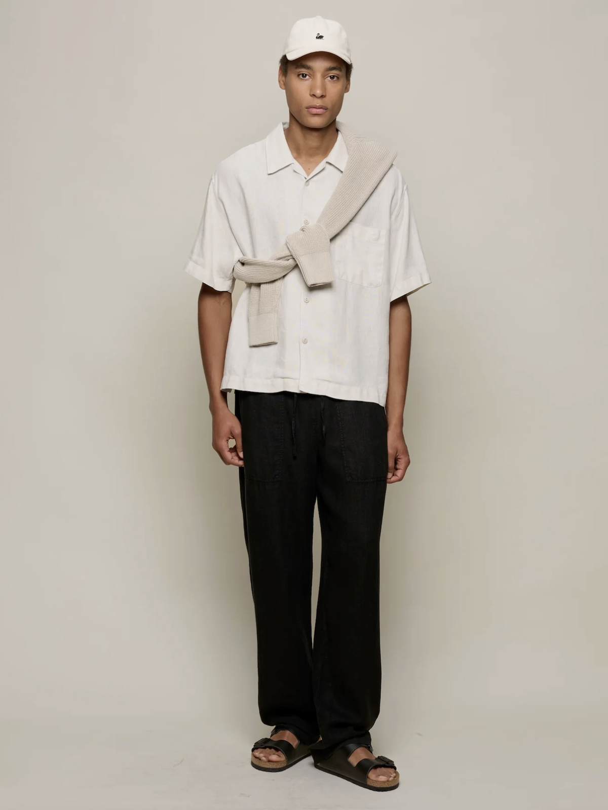 Merz b. Schwanen Organic Linen Bowling Shirt - Image 2 of 5