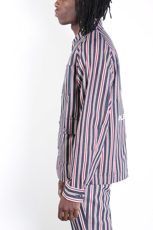 pleasures striped denim utility jacket
