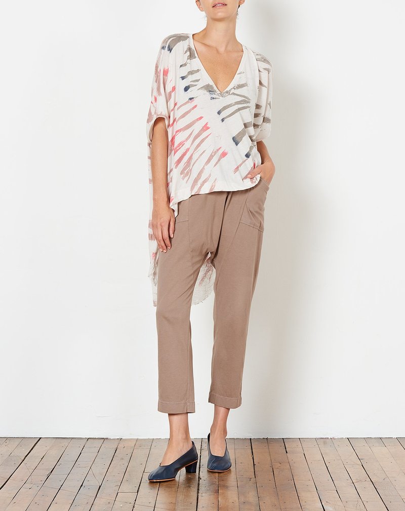 Raquel Allegra Cocoon V Neck top White Mountain Tie Dye Garmentory