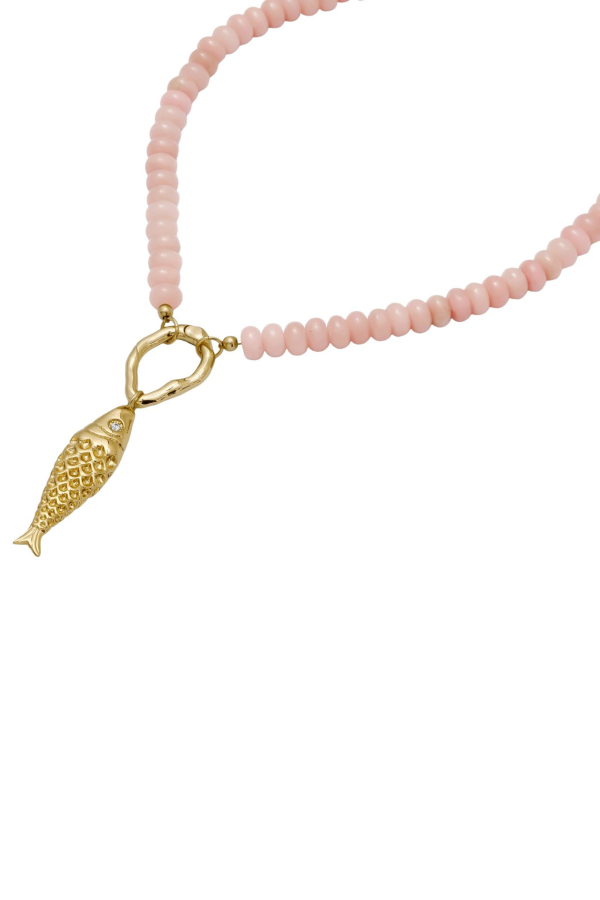 Katie Dean Jewelry Opal Fish Necklace - Blush