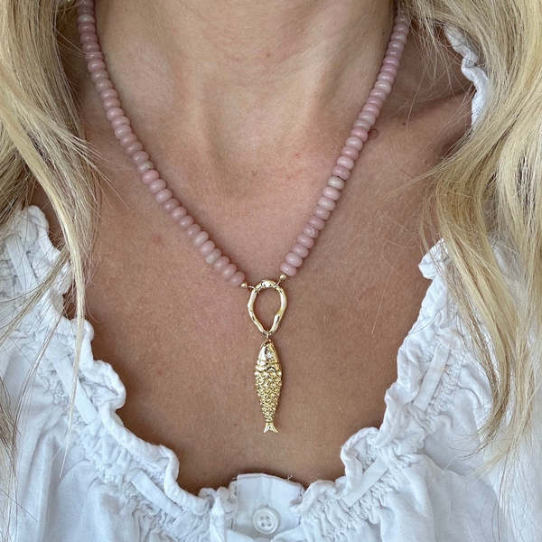 Katie Dean Jewelry Opal Fish Necklace - Blush
