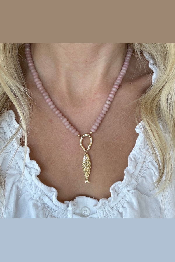 Katie Dean Jewelry Opal Fish Necklace - Blush