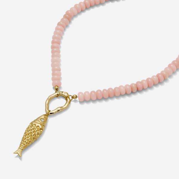 Katie Dean Jewelry Opal Fish Necklace - Blush