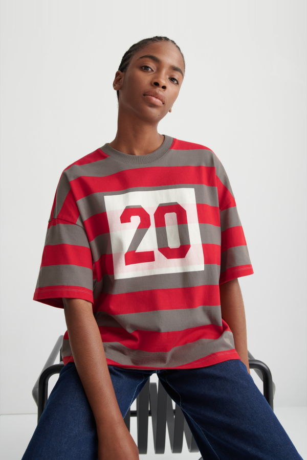 Kowtow Twenty Tee - Poppy Stripe