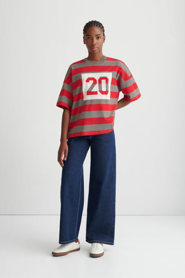 Kowtow Twenty Tee - Poppy Stripe