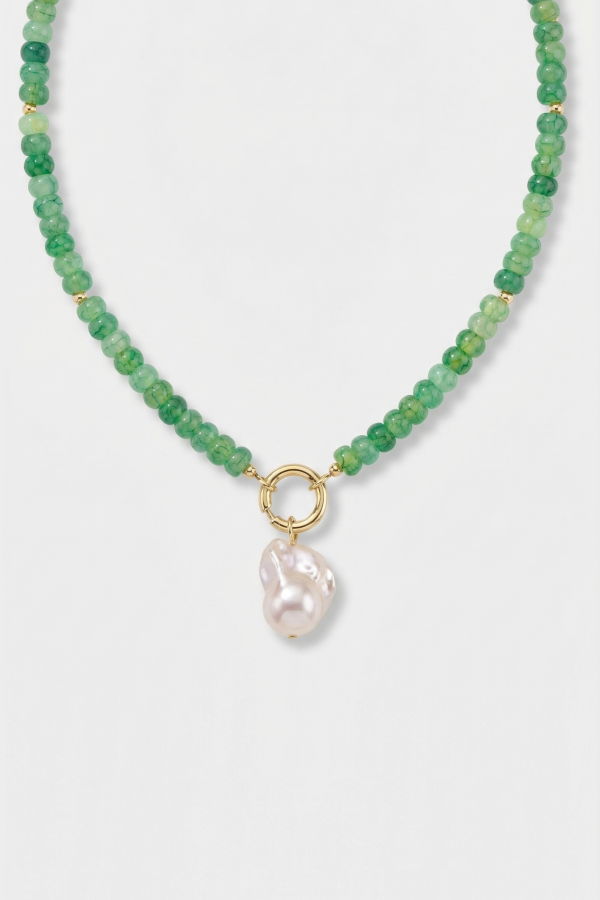Katie Dean Jewelry Goddess Pearl Necklace - Green