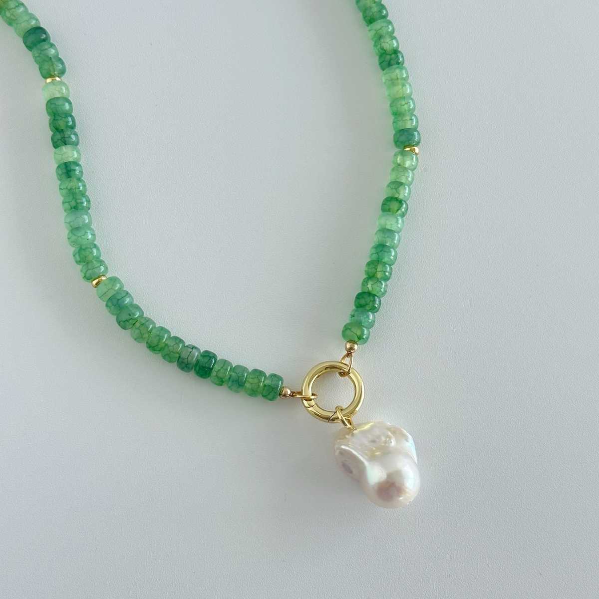 Katie Dean Jewelry Goddess Pearl Necklace - Green - Image 2 of 4