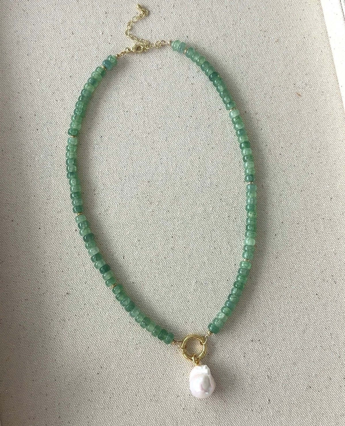 Katie Dean Jewelry Goddess Pearl Necklace - Green - Image 4 of 4