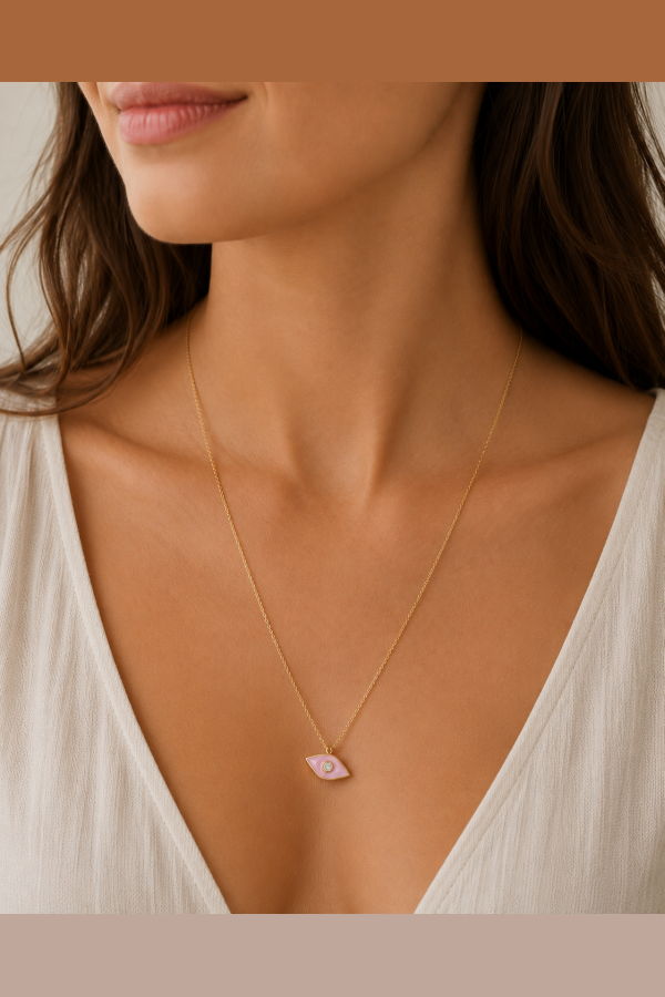 Katie Dean Jewelry Pink Evil Eye Necklace