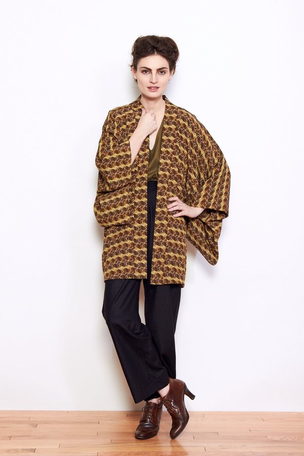 Vintage Japanese Kimono Jacket Haori Forest Cubes Garmentory