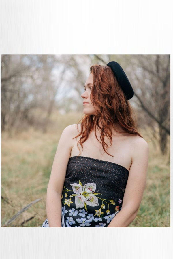 Matty Miller Studio 100% Silk Design Scarf - Black Gentian Floral Bird