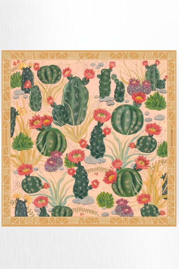 Matty Miller Studio 100% Silk Scarf: Cactus Garden - Desert Botanical Pattern